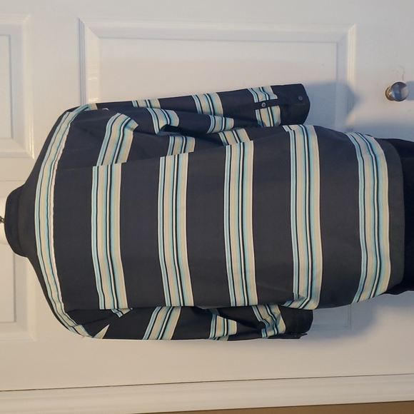 GAP Designed & Crafted Split Neck Women's Charcoal Striped Long Sleeve - Small - Picture 4 of 8